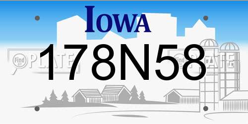 178N58 Iowa License Plate