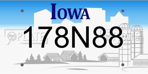 178N88 Iowa License Plate