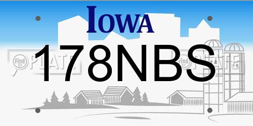 178NBS Iowa License Plate