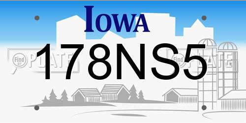 178NS5 Iowa License Plate
