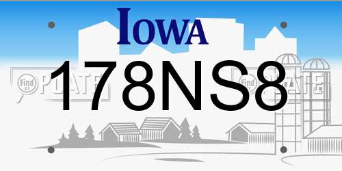 178NS8 Iowa License Plate