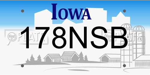 178NSB Iowa License Plate