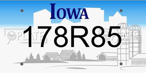 178R85 Iowa License Plate
