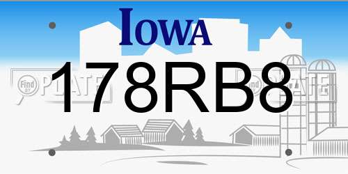 178RB8 Iowa License Plate