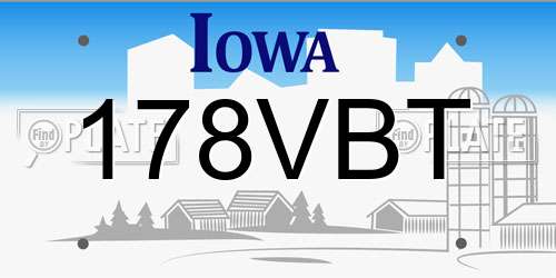 178VBT Iowa License Plate