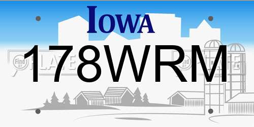178WRM Iowa License Plate