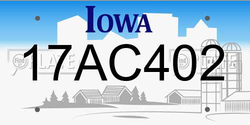 17AC402 Iowa License Plate