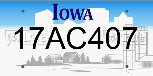 17AC407 Iowa License Plate