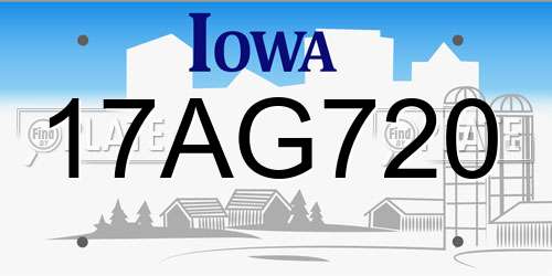 17AG720 Iowa License Plate