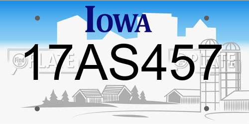 17AS457 Iowa License Plate