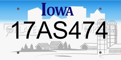 17AS474 Iowa License Plate