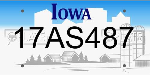 17AS487 Iowa License Plate