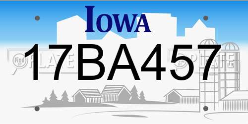 17BA457 Iowa License Plate