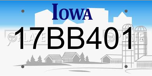 17BB401 Iowa License Plate