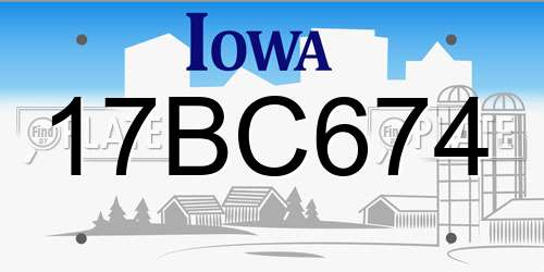 17BC674 Iowa License Plate