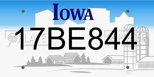 17BE844 Iowa License Plate