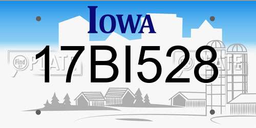17BI528 Iowa License Plate