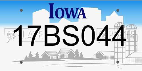 17BS044 Iowa License Plate