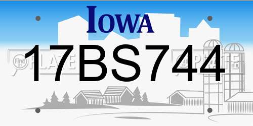 17BS744 Iowa License Plate