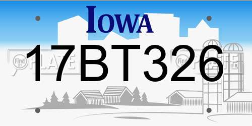 17BT326 Iowa License Plate
