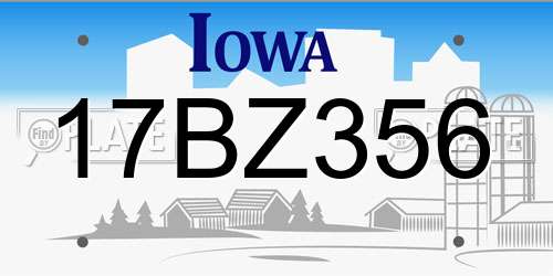 17BZ356 Iowa License Plate
