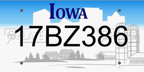 17BZ386 Iowa License Plate