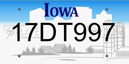 17DT997 Iowa License Plate
