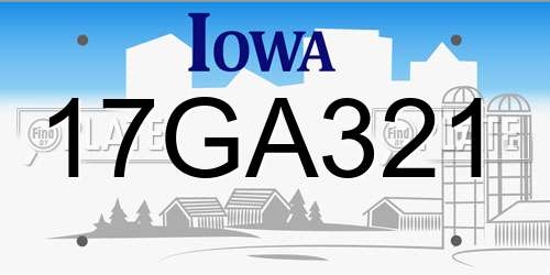 17GA321 Iowa License Plate