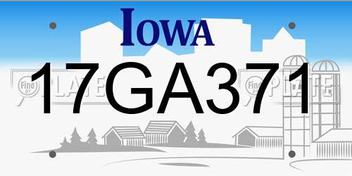 17GA371 Iowa License Plate