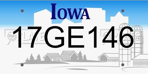 17GE146 Iowa License Plate