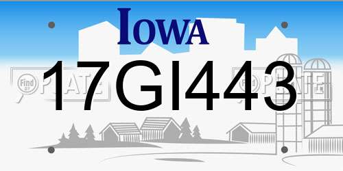 17GI443 Iowa License Plate