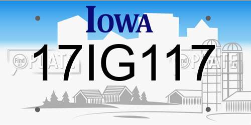 17IG117 Iowa License Plate