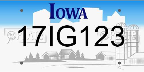 17IG123 Iowa License Plate