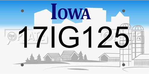 17IG125 Iowa License Plate