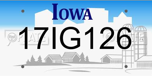 17IG126 Iowa License Plate