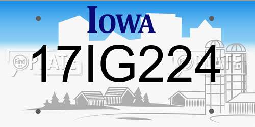 17IG224 Iowa License Plate