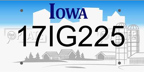17IG225 Iowa License Plate