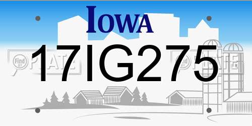 17IG275 Iowa License Plate