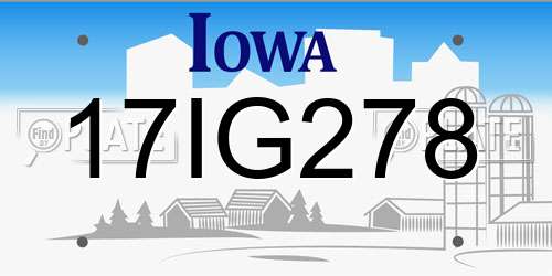 17IG278 Iowa License Plate