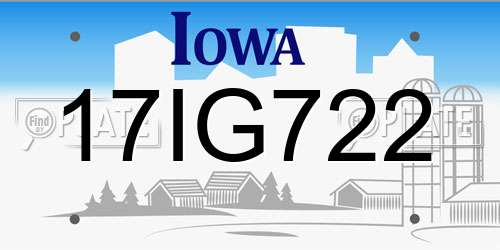 17IG722 Iowa License Plate