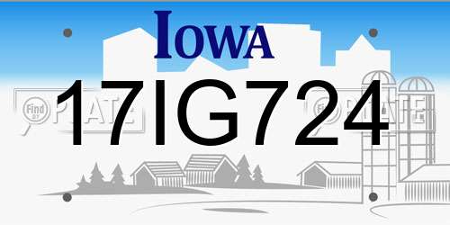 17IG724 Iowa License Plate
