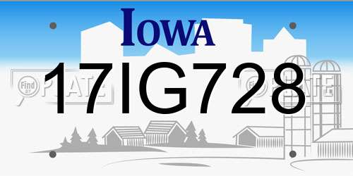17IG728 Iowa License Plate