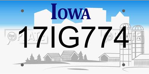17IG774 Iowa License Plate