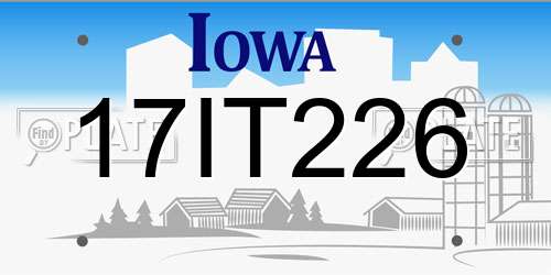 17IT226 Iowa License Plate