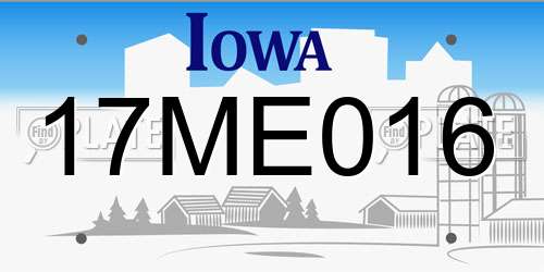 17ME016 Iowa License Plate