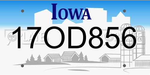 17OD856 Iowa License Plate