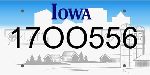 17OO556 Iowa License Plate
