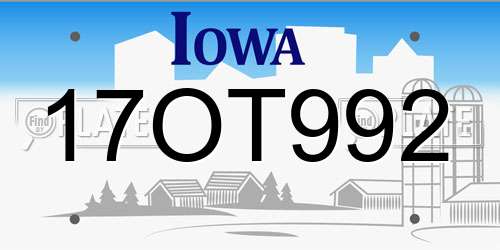 17OT992 Iowa License Plate
