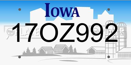 17OZ992 Iowa License Plate