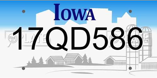 17QD586 Iowa License Plate